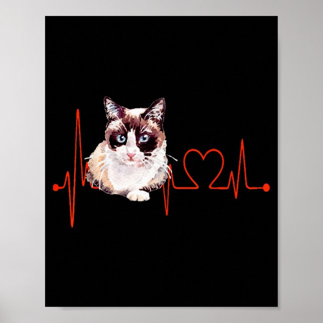 Snowscute Ss Cute Ss Cat Heartbeat Ekg Funny I Lov Poster (Front)