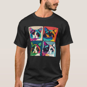 Snowshoe Cat Pop Illustration Colourful Animal Men T-Shirt