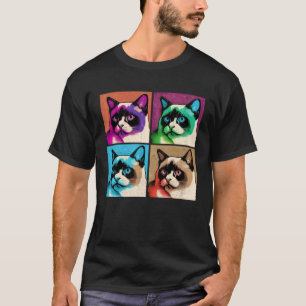 Snowshoe Cat Pop Illustration Colourful Animal Men T-Shirt