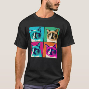 Snowshoe Cat Pop Illustration Colourful Animal Men T-Shirt