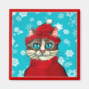 Snowshoe Cat Winter Christmas magnet