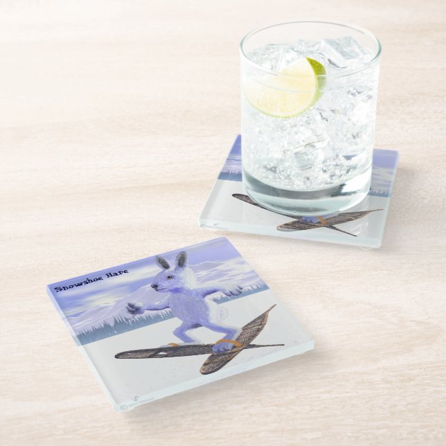 Snowshoe Hare Glass Coaster (Angled)