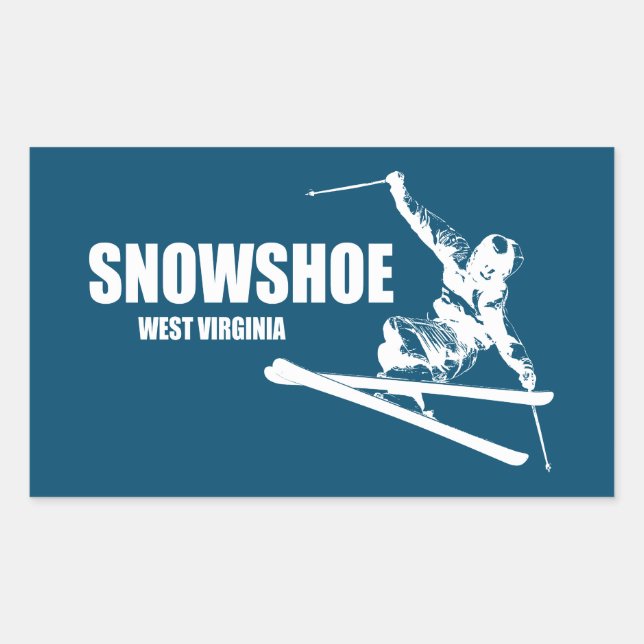 Snowshoe Mountain West Virginia Skier Rectangular Sticker (Front)