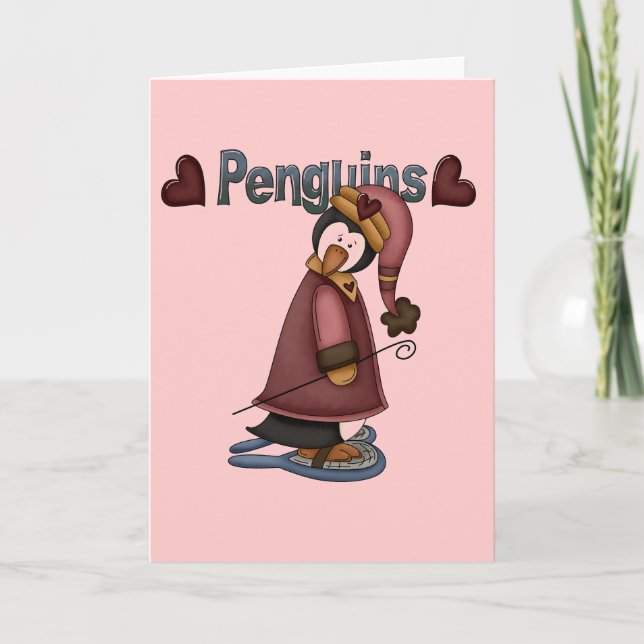 Snowshoe Penguin T-shirts and Gifts Holiday Card (Front)