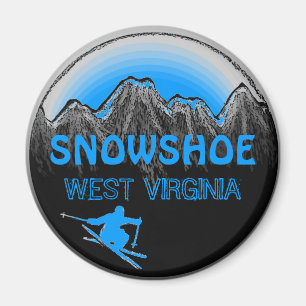 Snowshoe West Virginia blue ski magnet