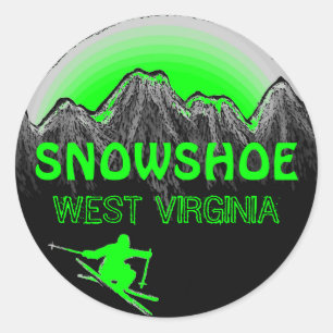 Snowshoe West Virginia green ski stickers
