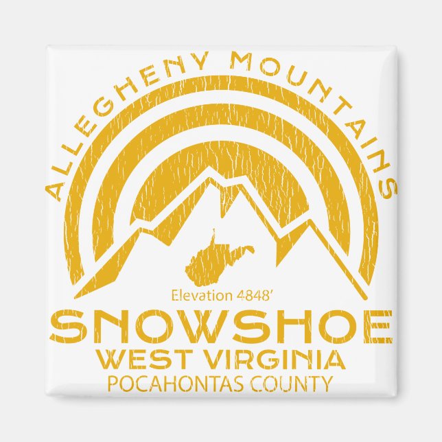 Snowshoe West Virginia Mountain Magnet (Front)