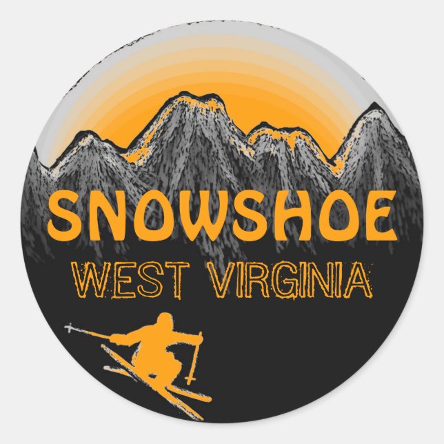 Snowshoe West Virginia orange ski stickers (Front)