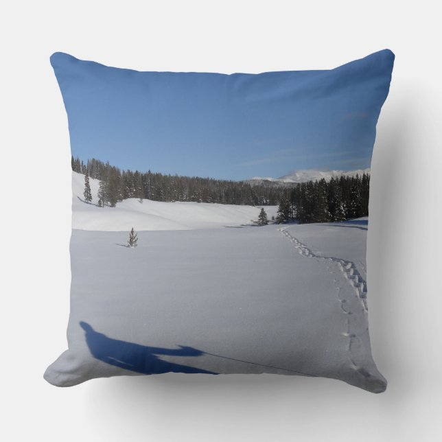 Snowshoeing in Yellowstone National Park Cushion (Front)