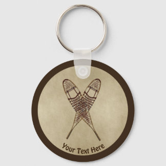 Snowshoes On Old Paper Key Ring