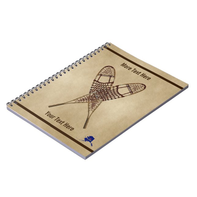 Snowshoes On Old Paper Notebook (Left Side)