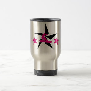snowSTARz. pink boarder. Travel Mug