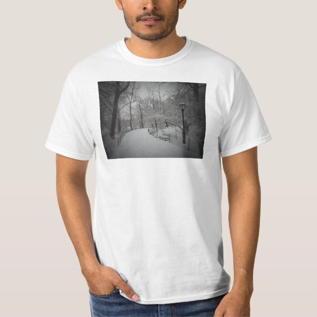 Snowstorm, Central Park, New York City T-Shirt (Front)