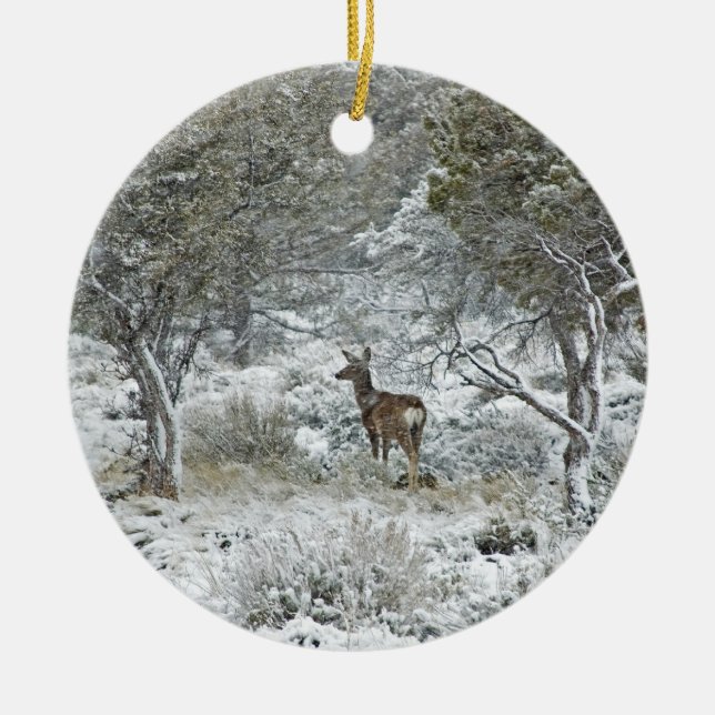 Snowstorm Ceramic Tree Decoration (Front)
