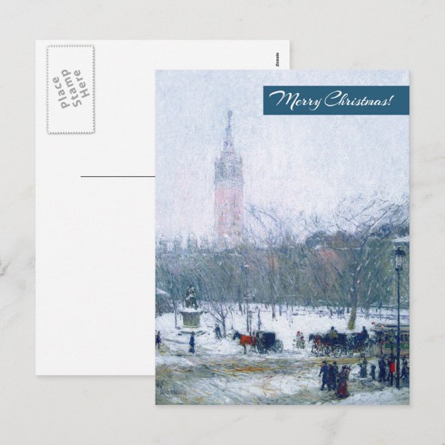 Snowstorm, Madison Square. Christmas Postcard (Front/Back)