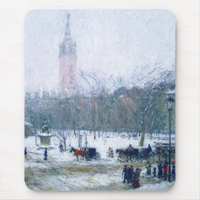 Snowstorm, Madison Square. Fine Art Gift Mousepad (Front)