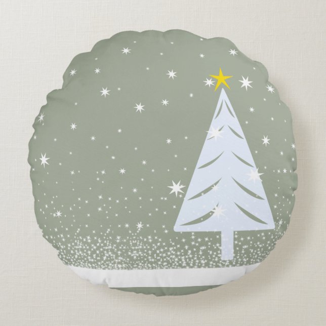 SnowTree & Flakes Round Cushion (Front)