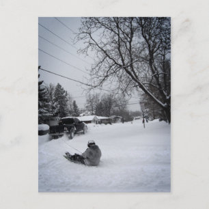 snowtubing winter fun postcard