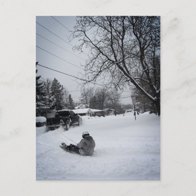 snowtubing winter fun postcard (Front)