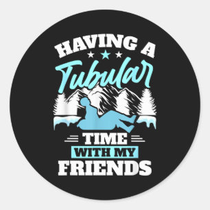 Snowtubing Winter Srts Snow Tubing Classic Round Sticker