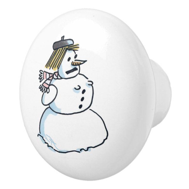 Snowwoman ceramic knob (Right)