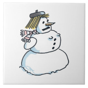 Snowwoman large ceramic tile