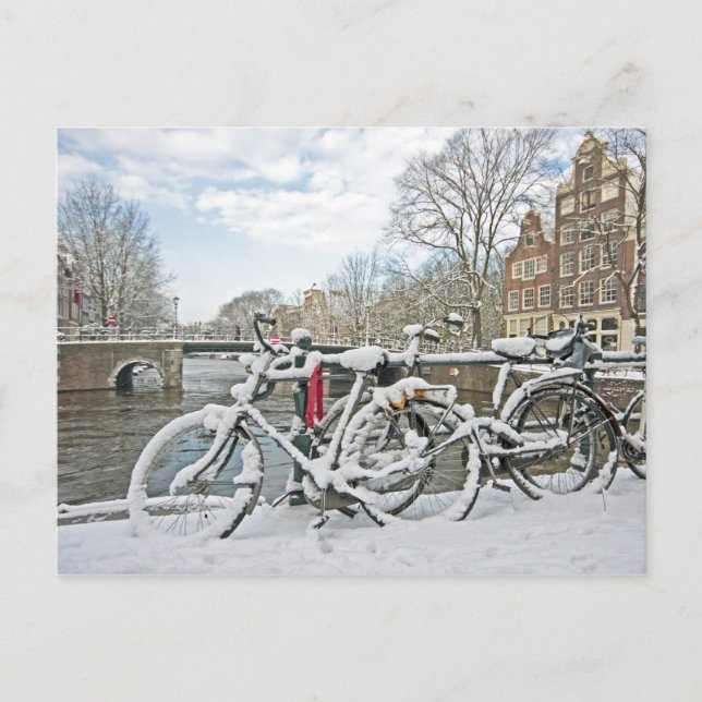 Snowy Amsterdam in the Netherlands Postcard (Front)