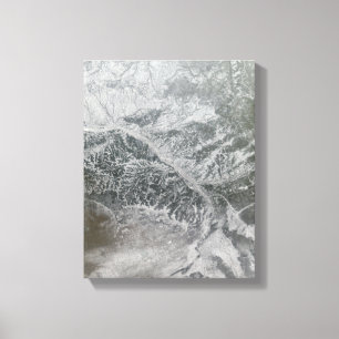 Snowy and hazy central Russia showing the Ob Ri Canvas Print