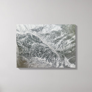 Snowy and hazy central Russia showing the Ob Ri Canvas Print
