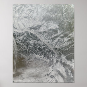 Snowy and hazy central Russia showing the Ob Ri Poster