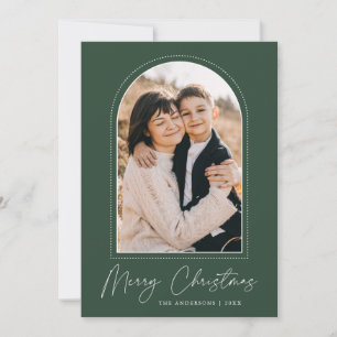 Snowy Arch Green Merry Christmas Photo Holiday Card