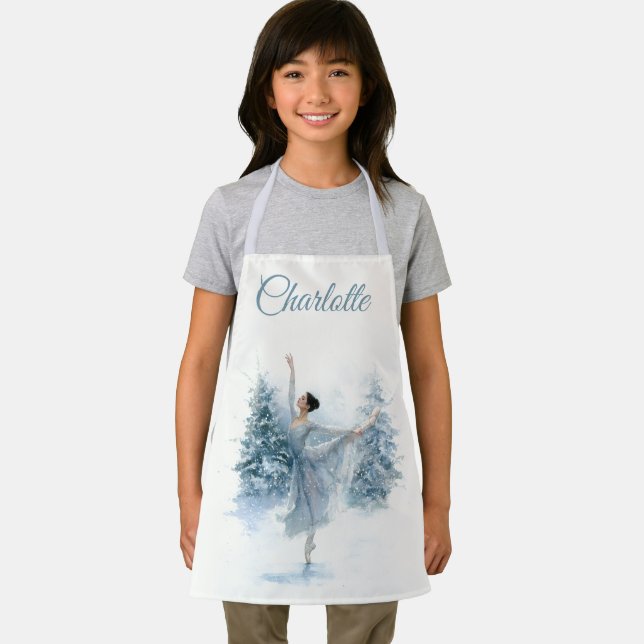 Snowy Ballerina Personalized Kids Apron (Insitu)