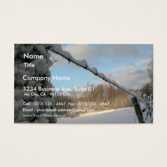 Snowy Barbwire Fence Business Card