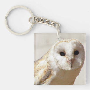 Snowy Barn Owl Acrylic Keychain