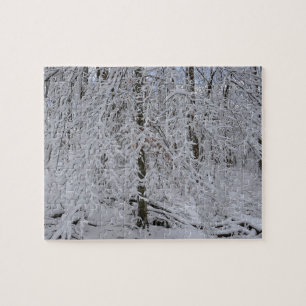 Snowy Birch Tree Canopy Jigsaw Puzzle