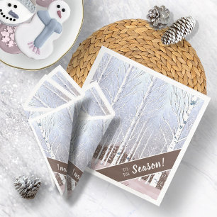 Snowy Birch Trees Christmas Dusty Blue ID1003 Napkin