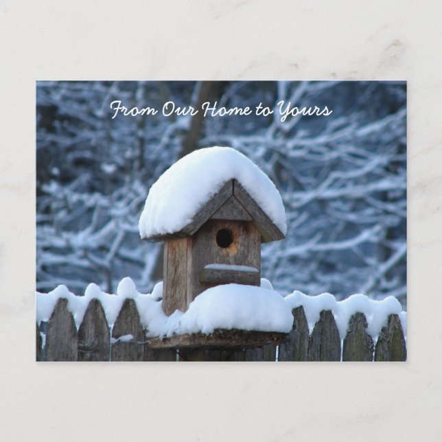 Snowy Birdhouse Holiday Greeting (Front)