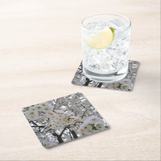 Snowy Blossom Paper Coaster