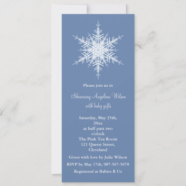 Snowy Blue Baby Shower Invitation (Front)