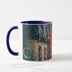 Snowy Blue City Scene Classic Christmas Holiday Mug