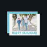 Snowy Blue Happy Hanukkah Photo Card<br><div class="desc">Pop in your own photo and add your names and presto - you are finished. So easy! In no time you will have your own custom card to send friends and family!</div>