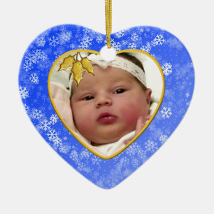 Snowy Blue Heart Baby's 1st Christmas Ceramic Tree Decoration