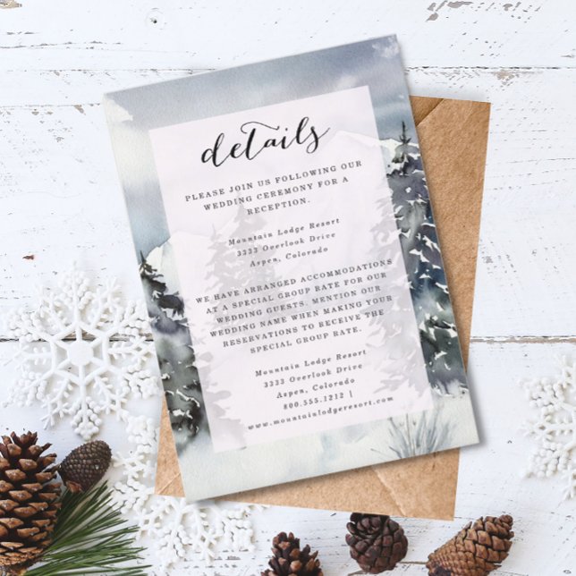 Snowy Blue Mountain Watercolor Rustic Detail Card  (Creator Uploaded)
