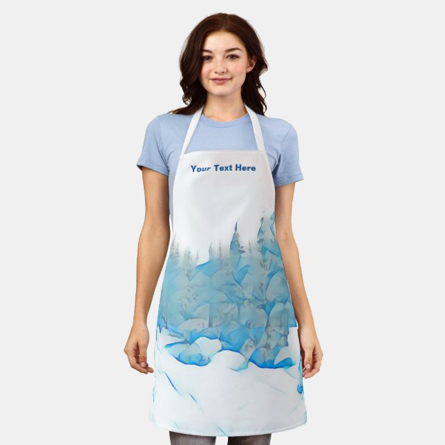 Snowy Blue Trees Apron (Worn)
