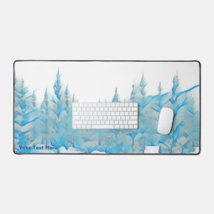 Snowy Blue Trees Desk Mat