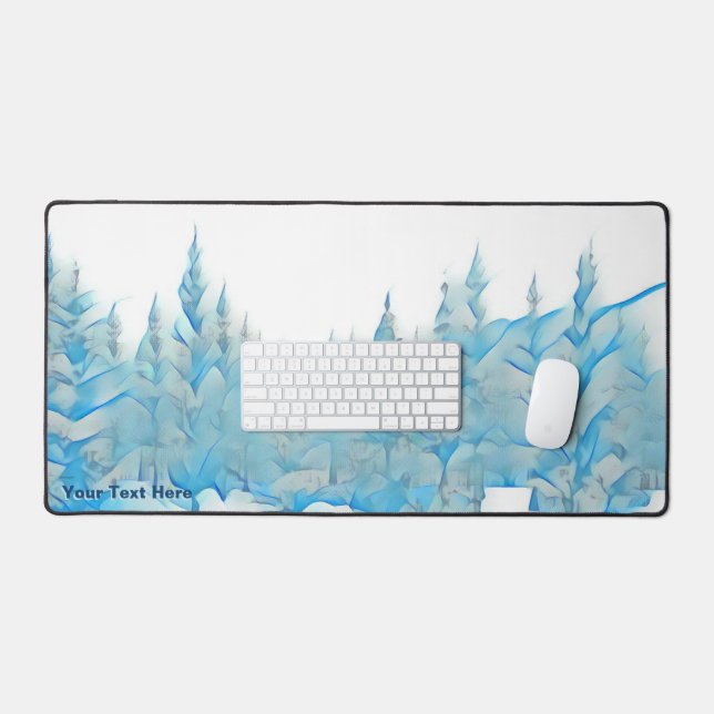 Snowy Blue Trees Desk Mat (Keyboard & Mouse)