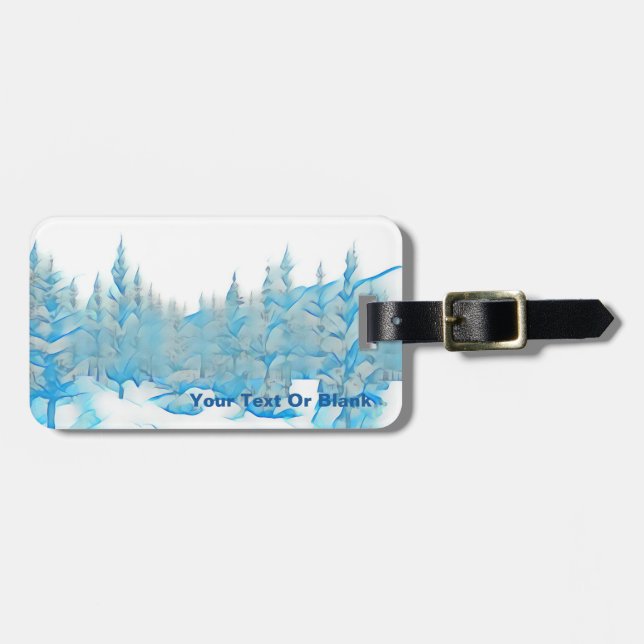Snowy Blue Trees Luggage Tag (Front Horizontal)