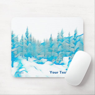 Snowy Blue Trees Mouse Mat