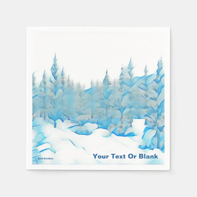 Snowy Blue Trees Napkin (Front)
