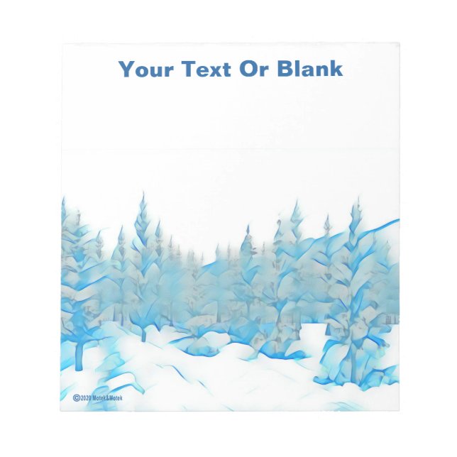 Snowy Blue Trees Notepad (Front)